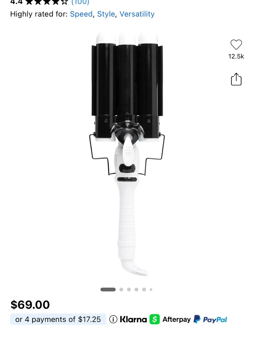 Triple Barrel Wave Iron — White and Black